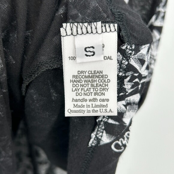 LAUREN MOSHI Black White Diamond Print Micro Modal V-Neck T-Shirt Size Small - Picture 5 of 6